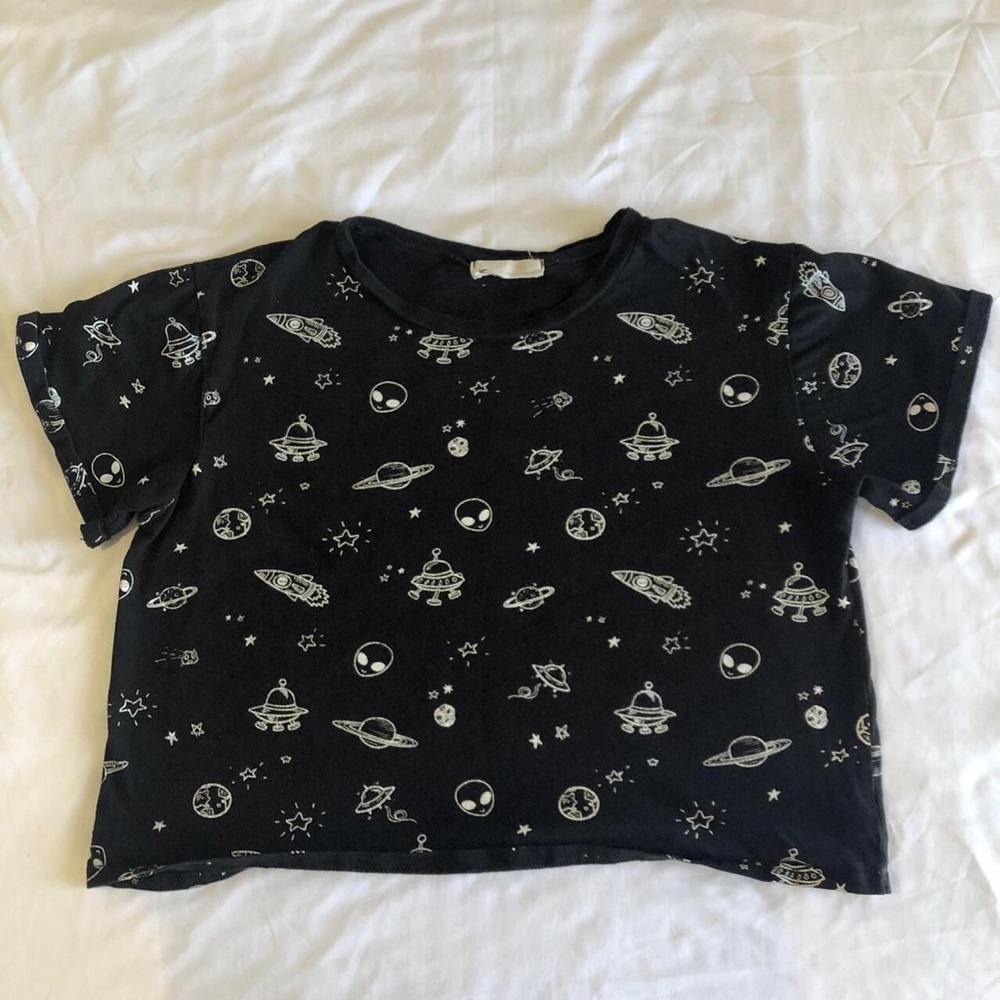 Black Space Crop Top